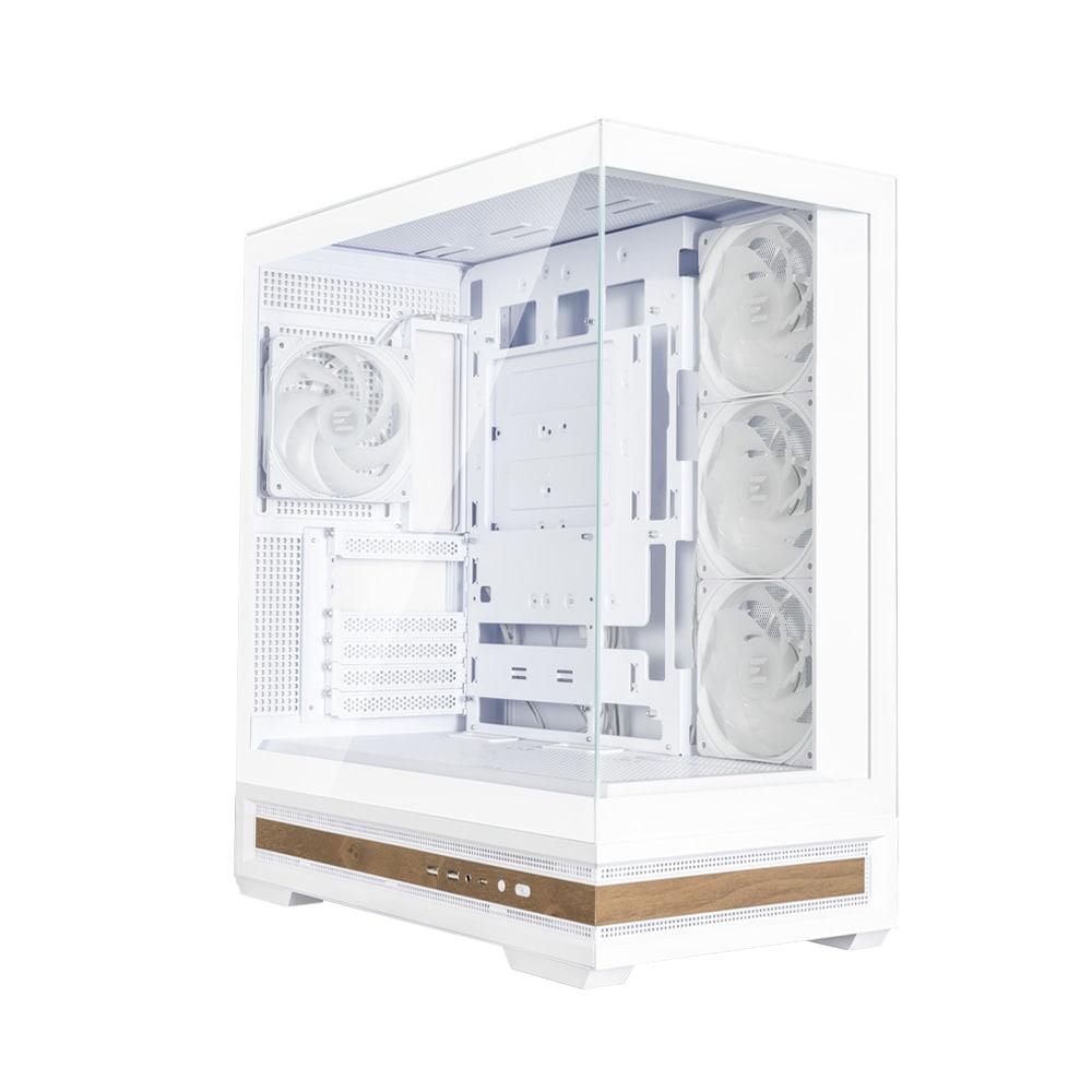Компьютерный корпус ZALMAN P40 NAMU, ATX, белый, WINDOW, WOODEN ELEMENTS, 2xCombo(2.5” or 3.5”), 1xU