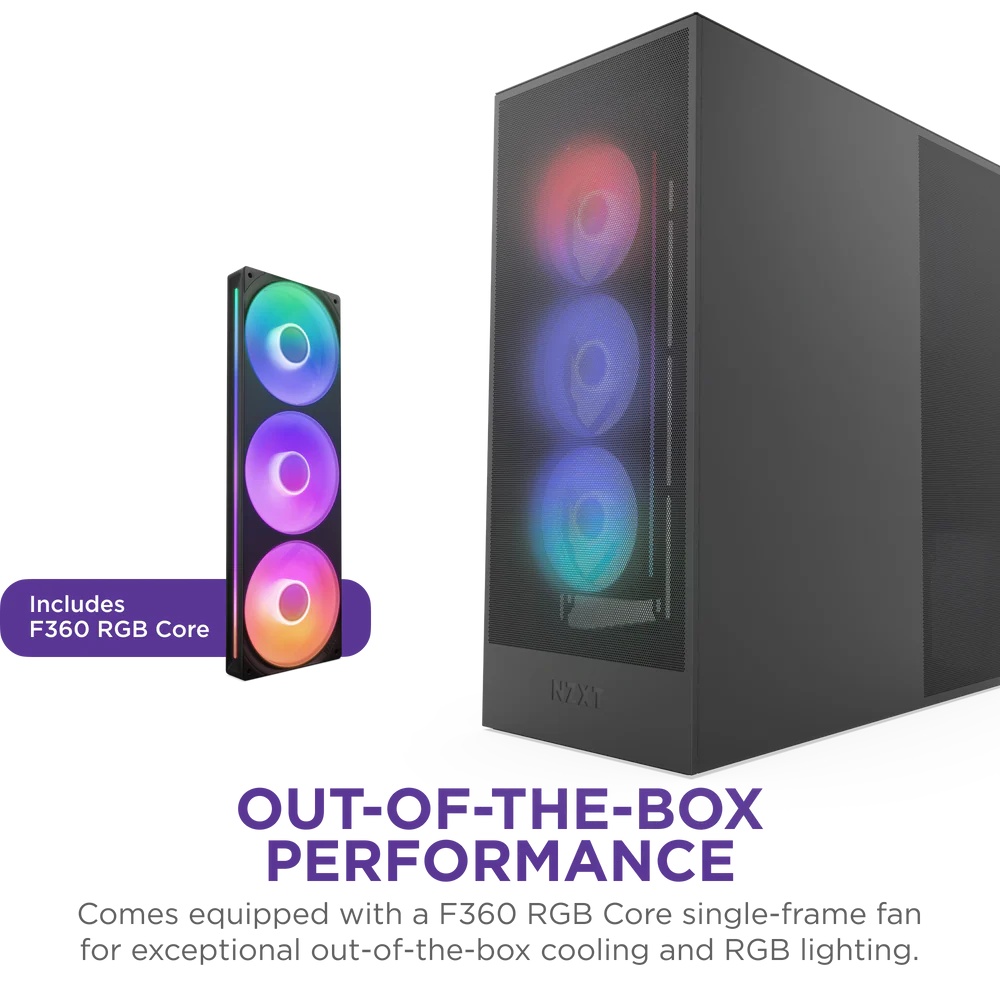 Корпус без блока питания/ Case NZXT H7 Flow RGB, Midi-Tower, TG, 3x120mm RGB, 2xUSB-A 3.2 + 1xUSB-C