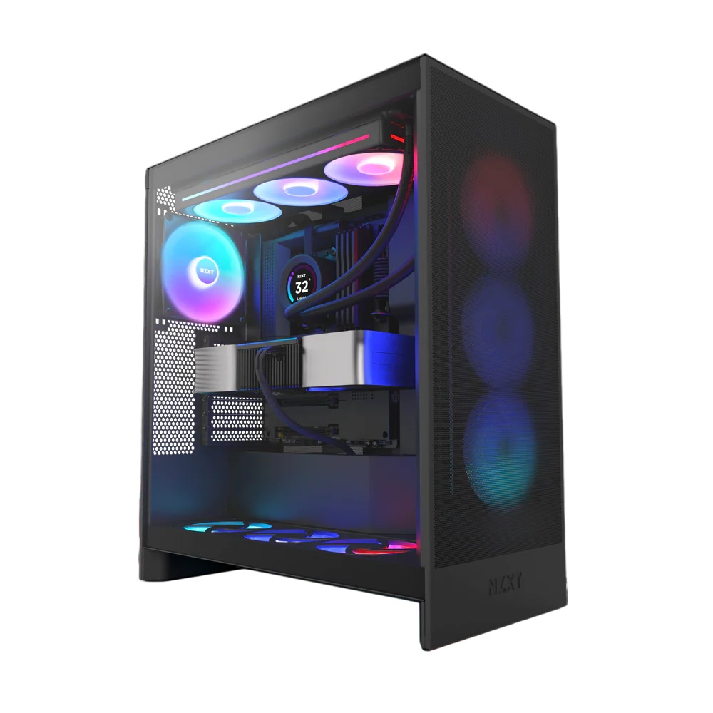 Корпус без блока питания/ Case NZXT H7 Flow RGB, Midi-Tower, TG, 3x120mm RGB, 2xUSB-A 3.2 + 1xUSB-C
