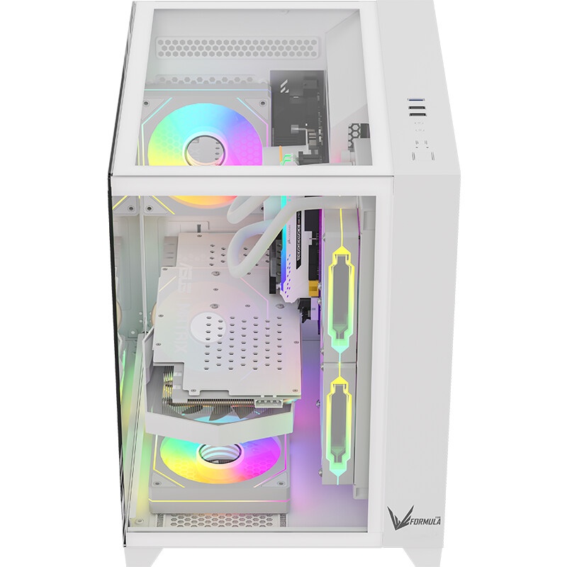 Компьютерный корпус Formula Crystal Z1CM белый без БП mATX 5x120mm 1xUSB3.0 audio bott PSU