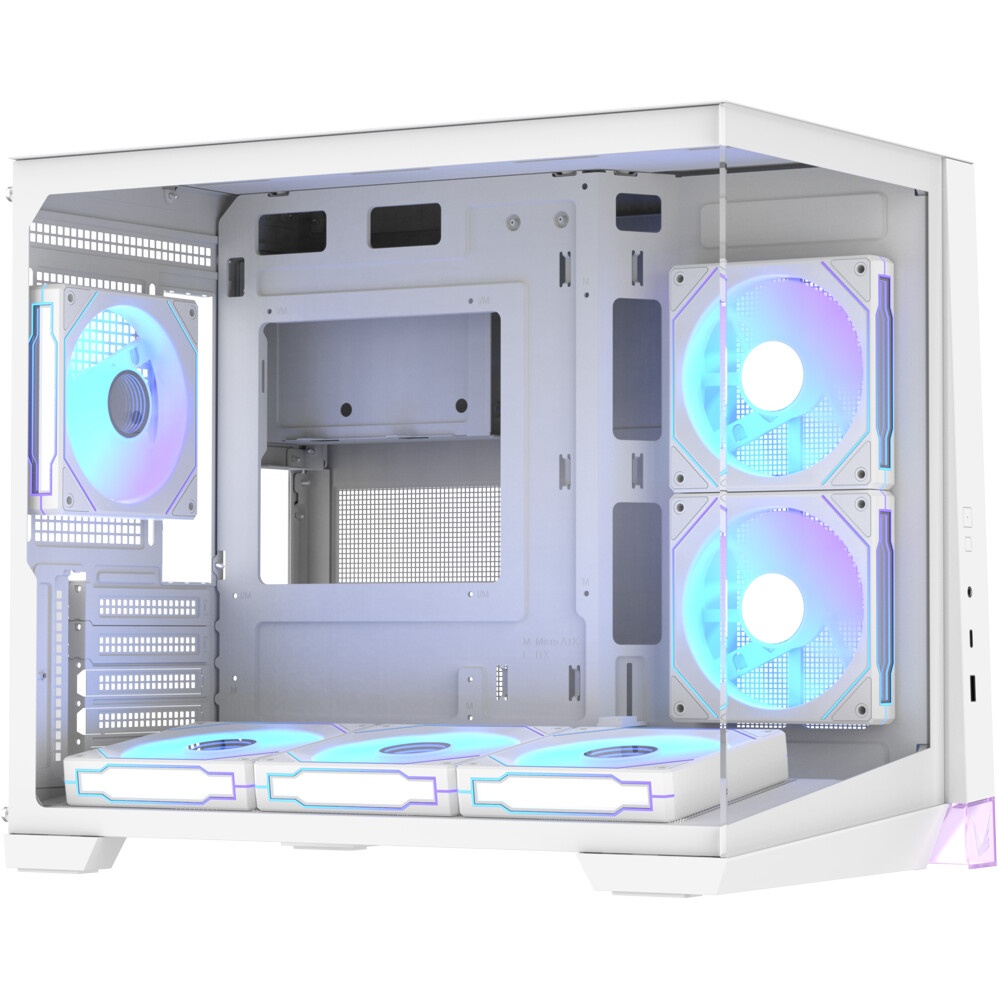 Компьютерный корпус Formula Crystal Z1CM белый без БП mATX 5x120mm 1xUSB3.0 audio bott PSU