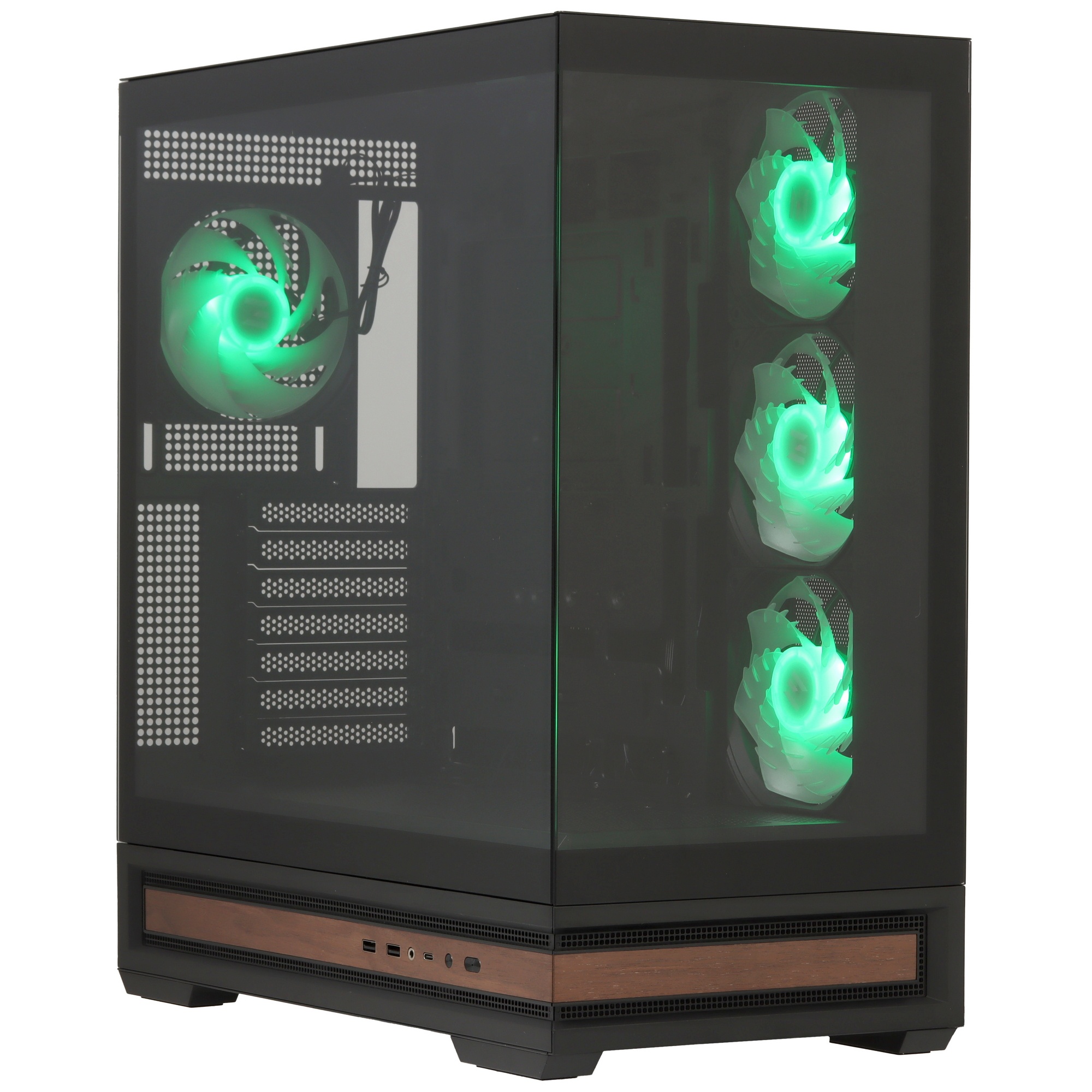 Компьютерный корпус ZALMAN P40 NAMU, ATX, BLACK, WINDOW, WOODEN ELEMENTS, 2xCombo(2.5” or 3.5”), 1xU