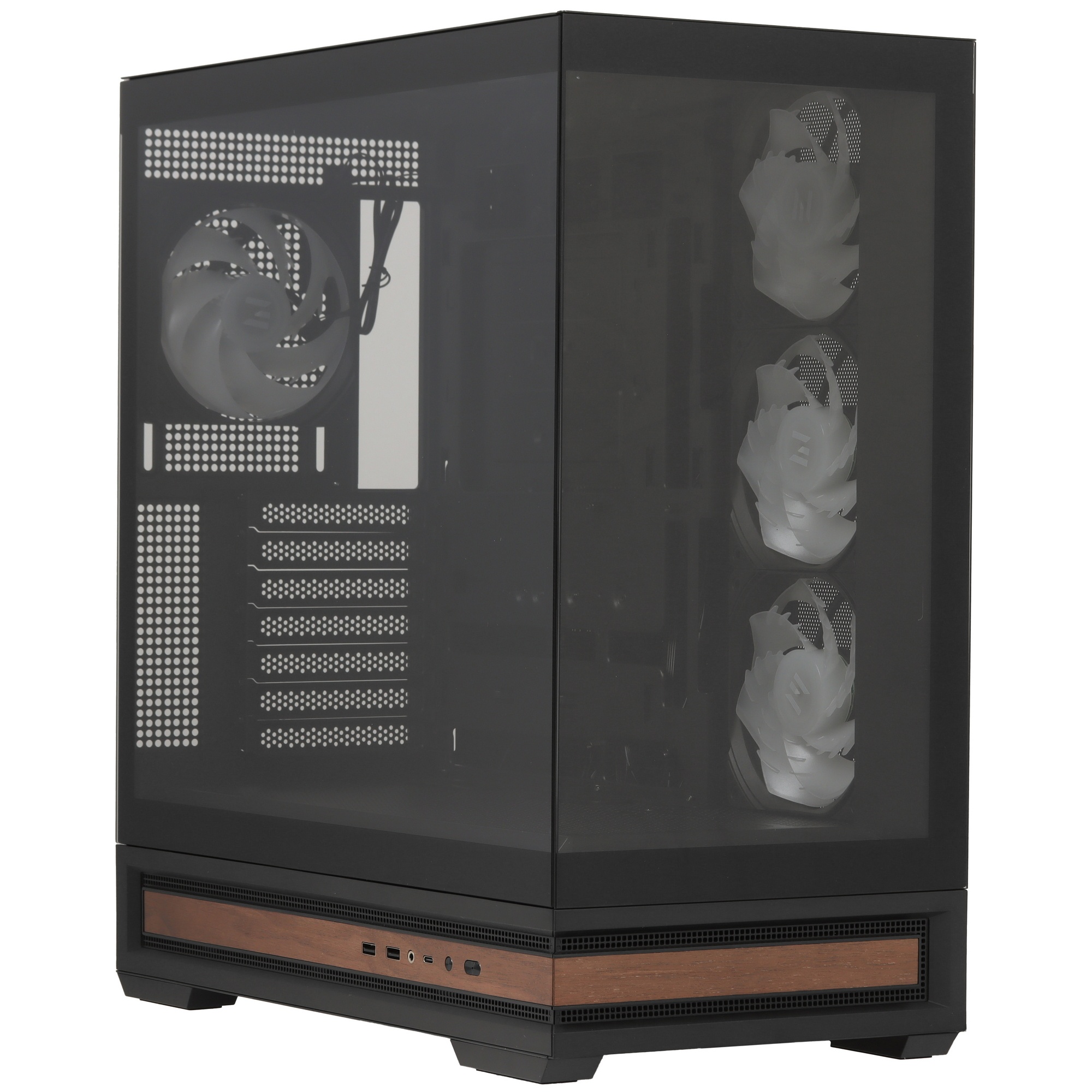 Компьютерный корпус ZALMAN P40 NAMU, ATX, BLACK, WINDOW, WOODEN ELEMENTS, 2xCombo(2.5” or 3.5”), 1xU