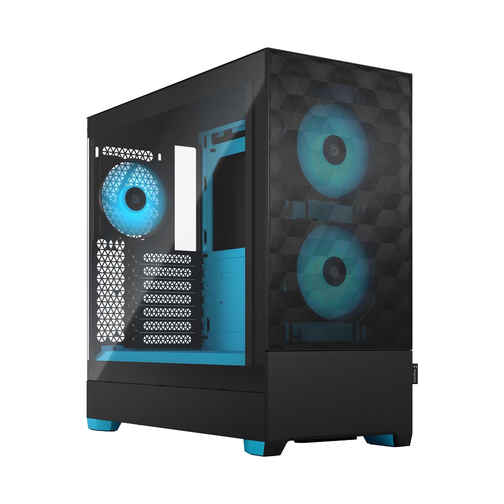 Корпус ПК без блока питания Fractal Design Pop Air RGB Cyan Core TG Clear Tint, Midi-Tower, 3x120mm