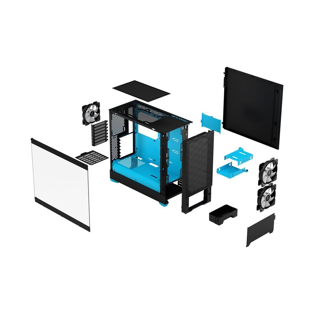 Корпус ПК без блока питания Fractal Design Pop Air RGB Cyan Core TG Clear Tint, Midi-Tower, 3x120mm