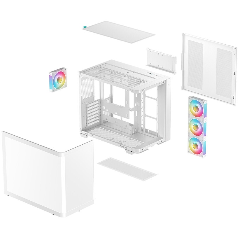 Компьютерный корпус Deepcool CG580 4F V2 WH без БП, боковое окно (панорама), 4x120mm ARGB PWM вентил