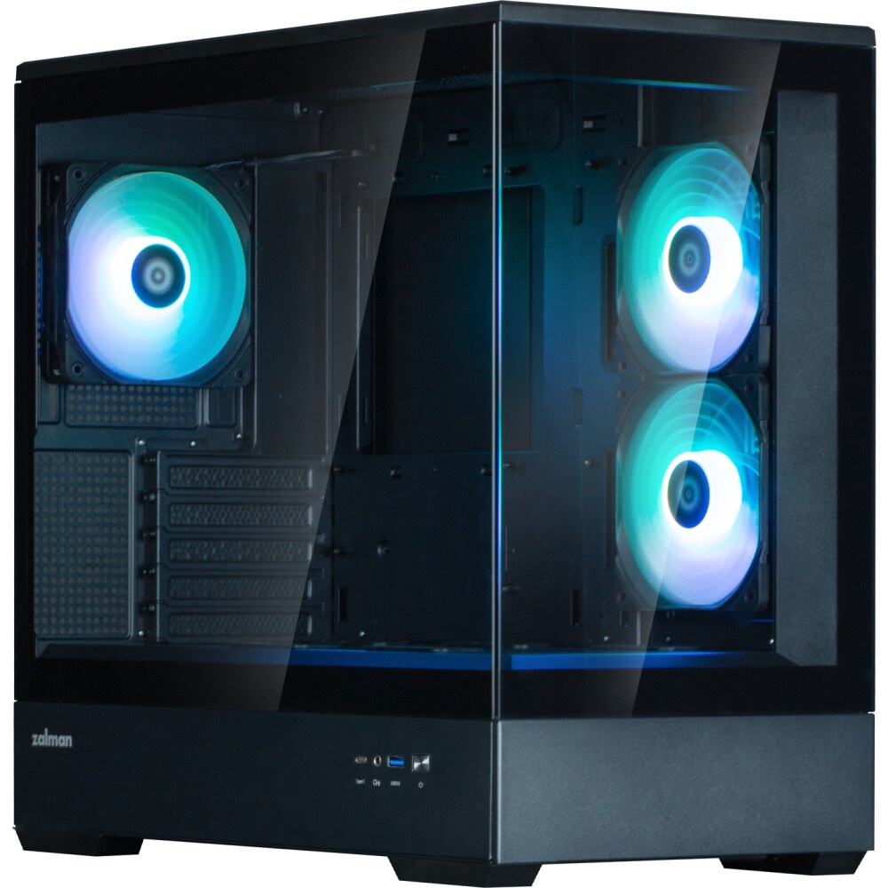 Компьютерный корпус  HSPD F330, Panoramic Mini-tower, черный, TG, 0.5 SPCC, 3x120mm ARGB mATX, mITX