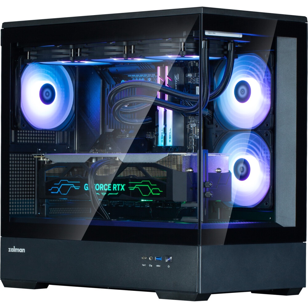 Компьютерный корпус  HSPD F330, Panoramic Mini-tower, черный, TG, 0.5 SPCC, 3x120mm ARGB mATX, mITX