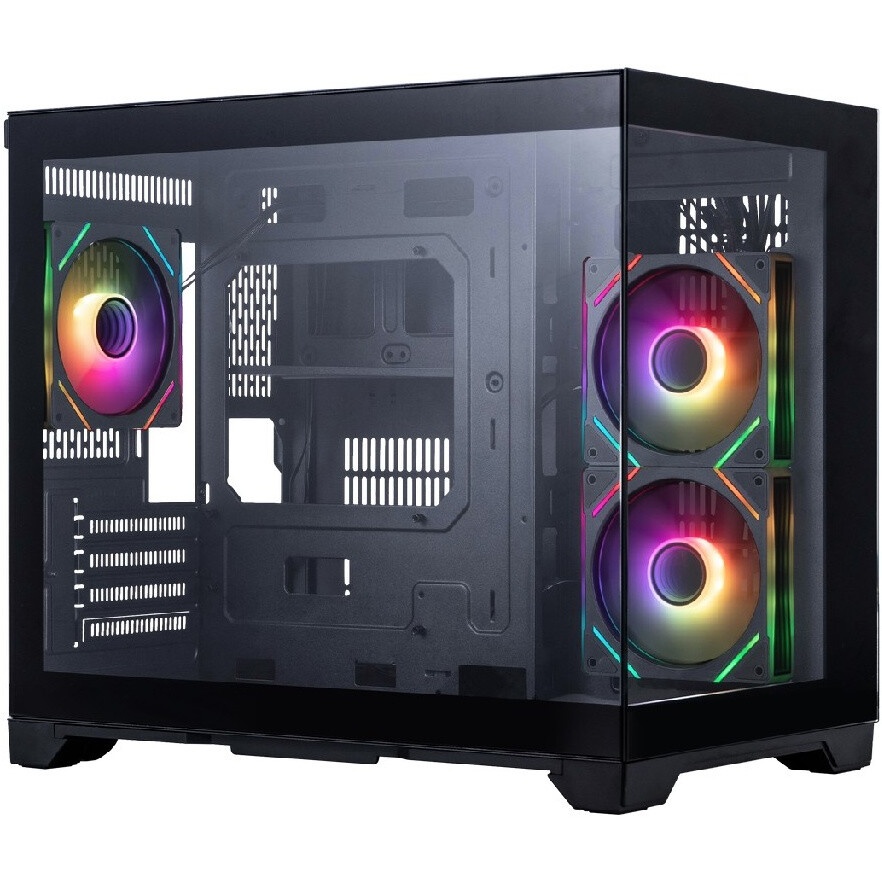 Компьютерный корпус  HSPD F330, Panoramic Mini-tower, черный, TG, 0.5 SPCC, 3x120mm ARGB mATX, mITX