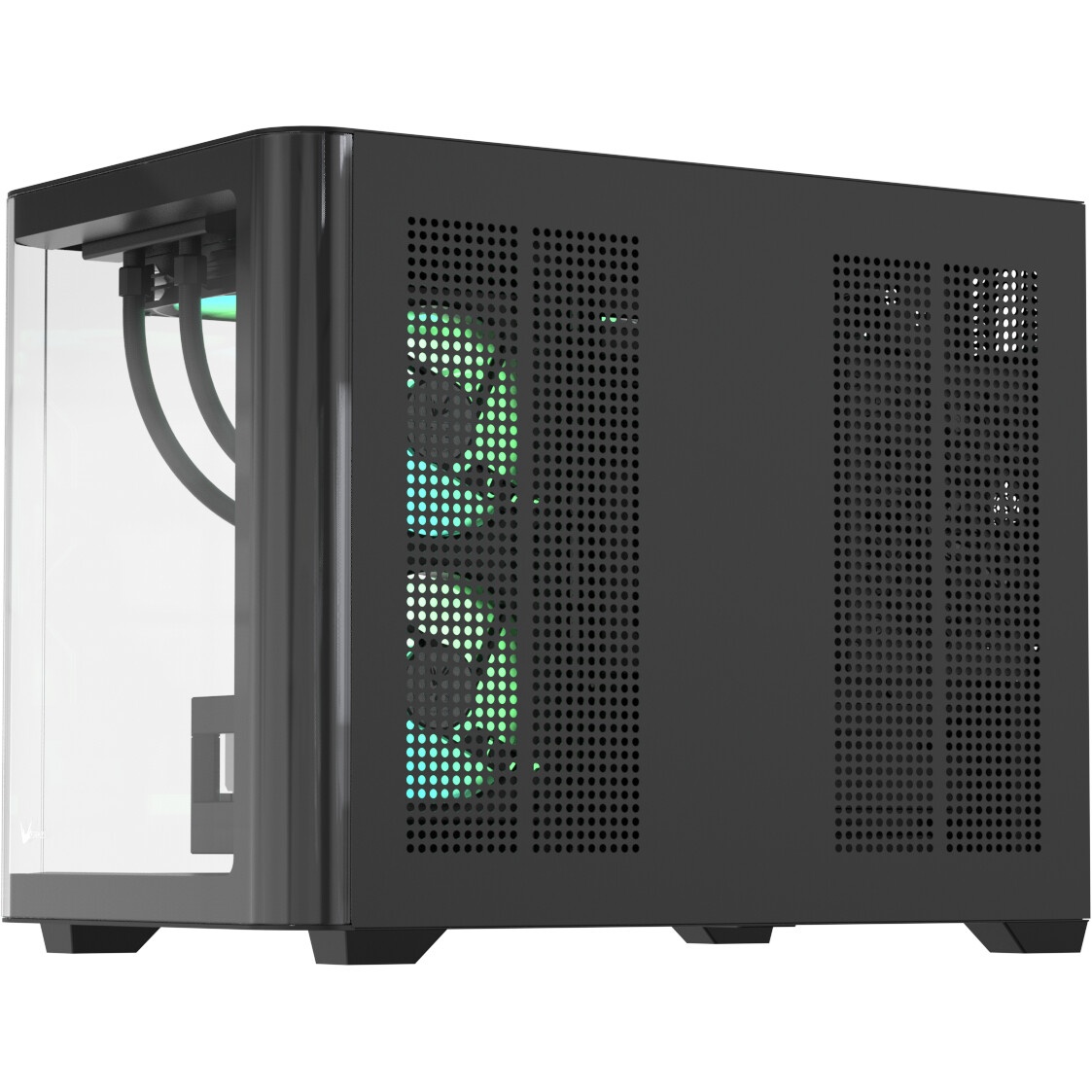 Компьютерный корпус  HSPD F330, Panoramic Mini-tower, черный, TG, 0.5 SPCC, 3x120mm ARGB mATX, mITX