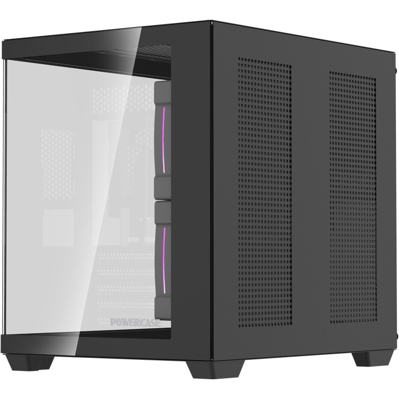 Компьютерный корпус  HSPD F330, Panoramic Mini-tower, черный, TG, 0.5 SPCC, 3x120mm ARGB mATX, mITX