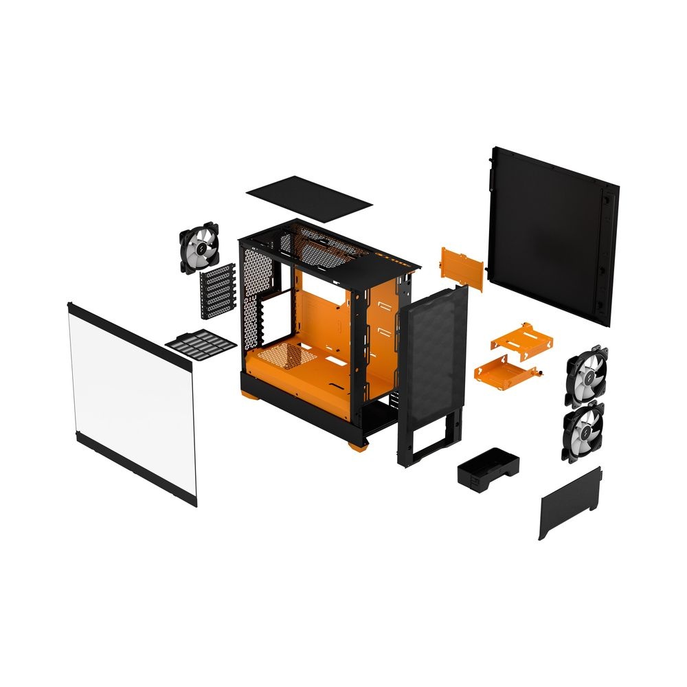 Корпус ПК без блока питания Fractal Design Pop Air RGB Orange Core TG Clear Tint, Midi-Tower, 3x120m