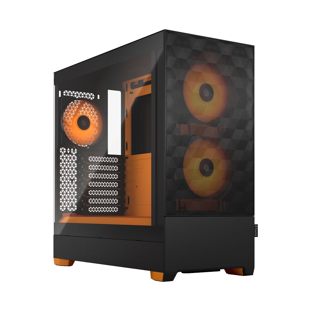 Корпус ПК без блока питания Fractal Design Pop Air RGB Orange Core TG Clear Tint, Midi-Tower, 3x120m