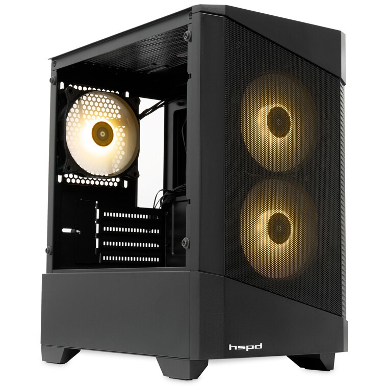 Компьютерный корпус  HSPD M330, Mesh Mini-tower, черный, TG, 0.6 SPCC, 3x120mm ARGB mATX, mITX 175/3