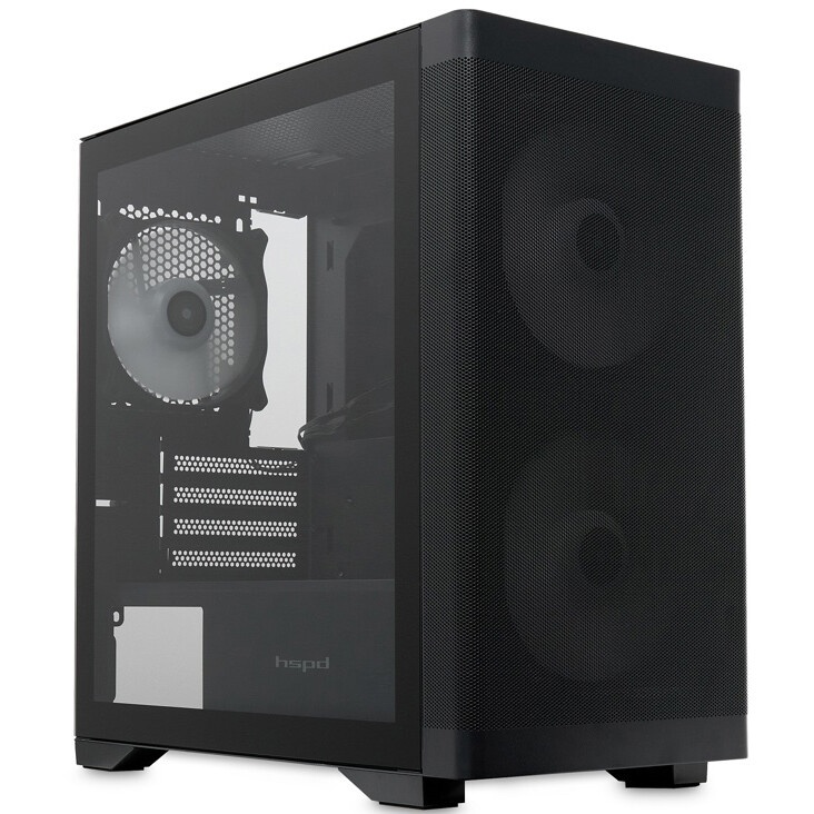 Компьютерный корпус  HSPD M330, Mesh Mini-tower, черный, TG, 0.6 SPCC, 3x120mm ARGB mATX, mITX 175/3