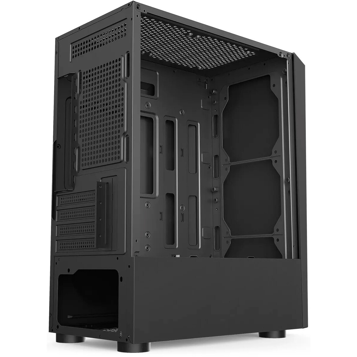 Компьютерный корпус без блока питания HSPD M530, Mesh Mid Tower, Black, TG, 0.4 SPCC, no fans ATX, m