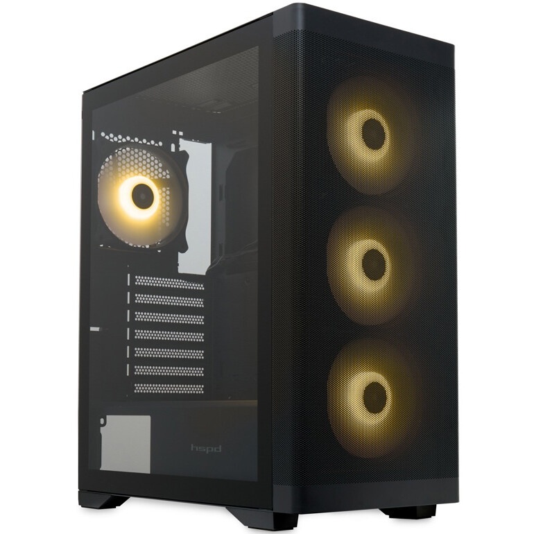 Компьютерный корпус без блока питания HSPD M530, Mesh Mid Tower, Black, TG, 0.4 SPCC, no fans ATX, m