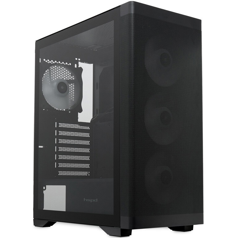 Компьютерный корпус без блока питания HSPD M530, Mesh Mid Tower, Black, TG, 0.4 SPCC, no fans ATX, m