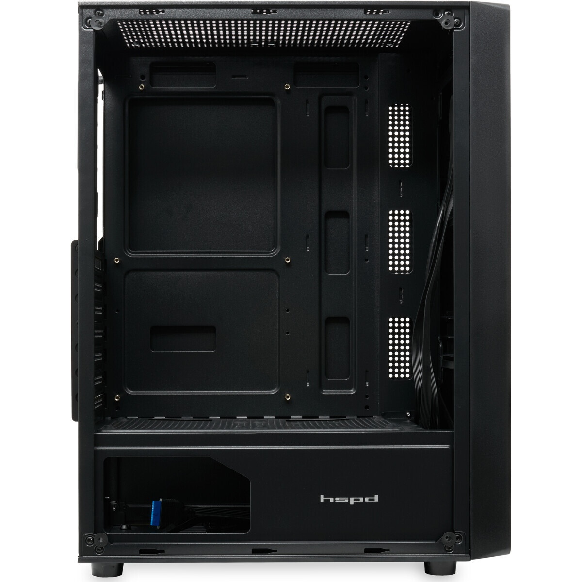 Компьютерный корпус без блока питания HSPD M530, Mesh Mid Tower, Black, TG, 0.4 SPCC, no fans ATX, m