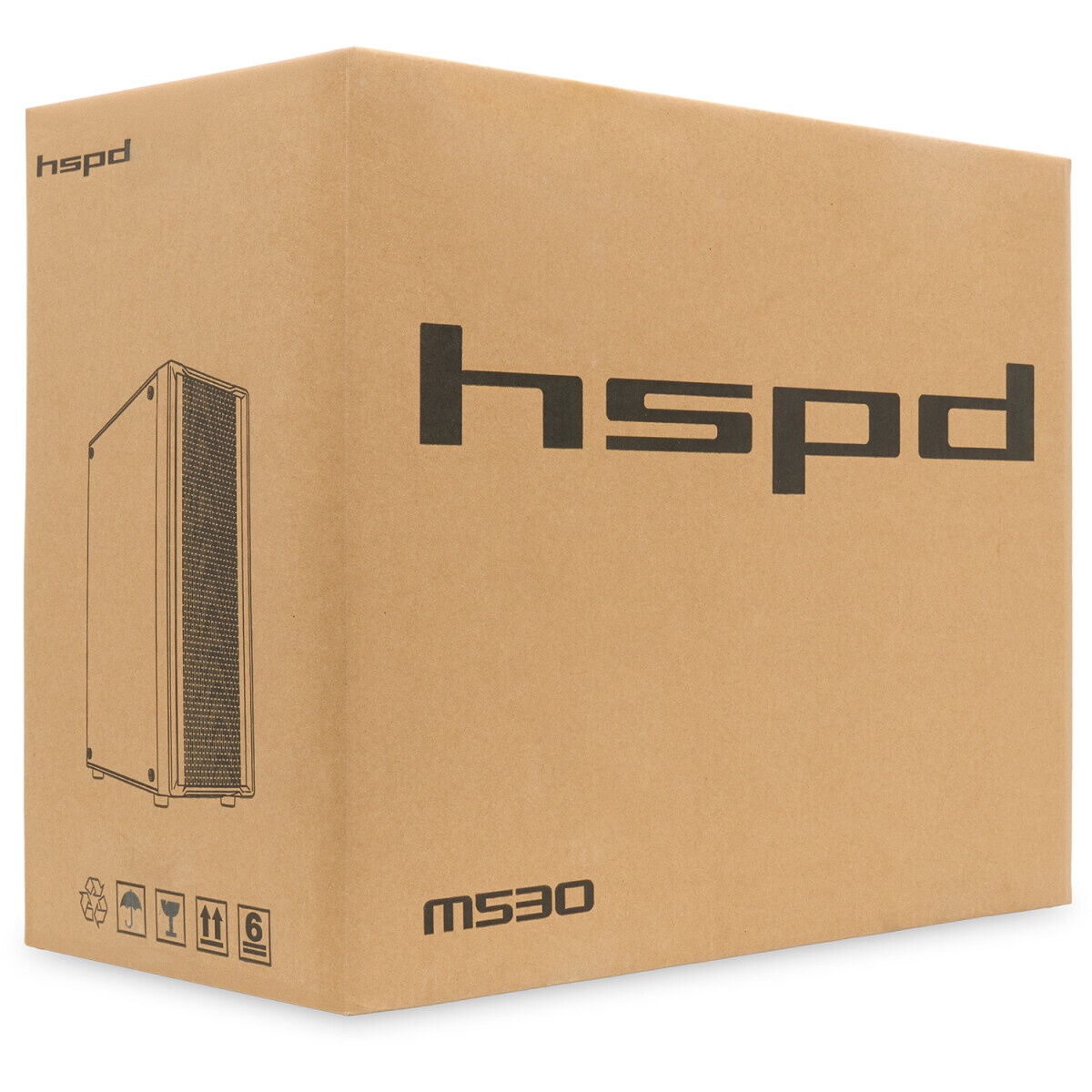 Компьютерный корпус без блока питания HSPD M530, Mesh Mid Tower, Black, TG, 0.4 SPCC, no fans ATX, m