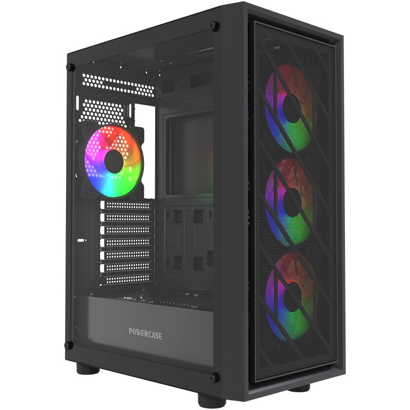 Компьютерный корпус без блока питания HSPD M530, Mesh Mid Tower, Black, TG, 0.4 SPCC, no fans ATX, m
