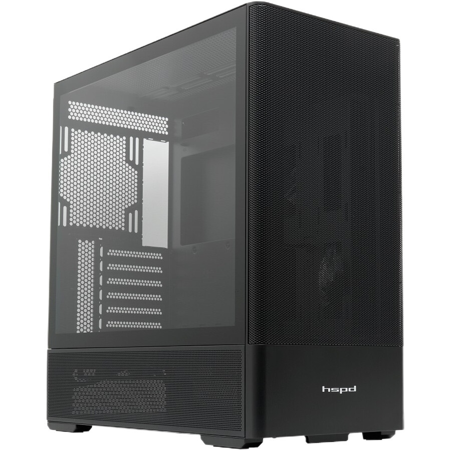 Компьютерный корпус без блока питания HSPD M530, Mesh Mid Tower, Black, TG, 0.4 SPCC, no fans ATX, m