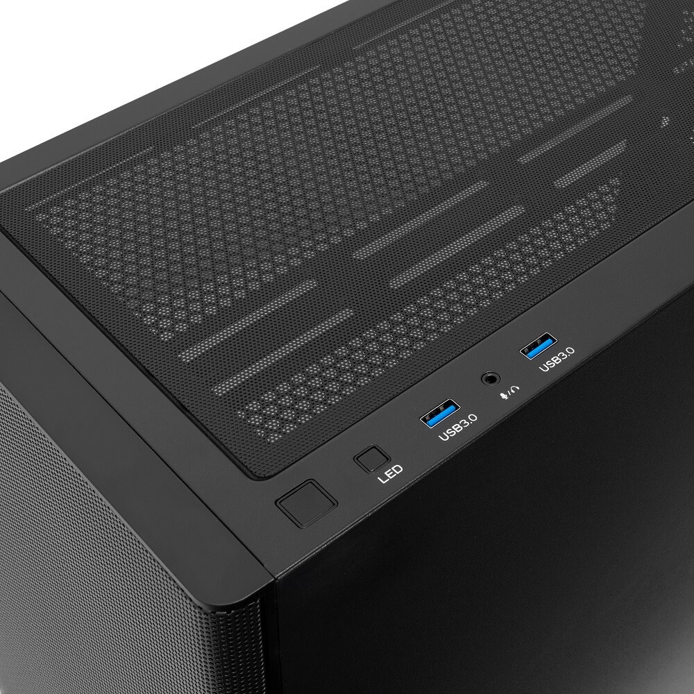 Компьютерный корпус без блока питания HSPD M530, Mesh Mid Tower, Black, TG, 0.4 SPCC, no fans ATX, m