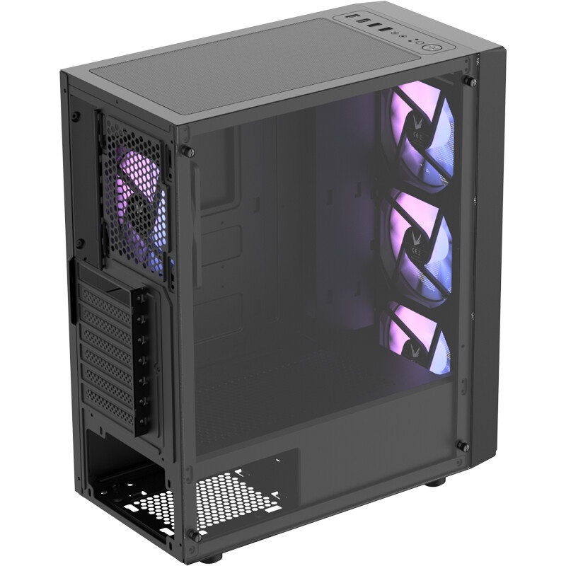 Компьютерный корпус без блока питания HSPD M530, Mesh Mid Tower, Black, TG, 0.4 SPCC, no fans ATX, m