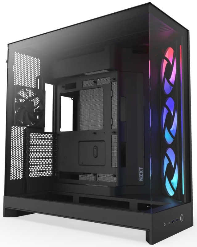 Корпус без блока питания/ Case NZXT H9 Flow RGB (2025), Midi-Tower, TG, 3x140mm RGB + 1x120mm, 2xUSB
