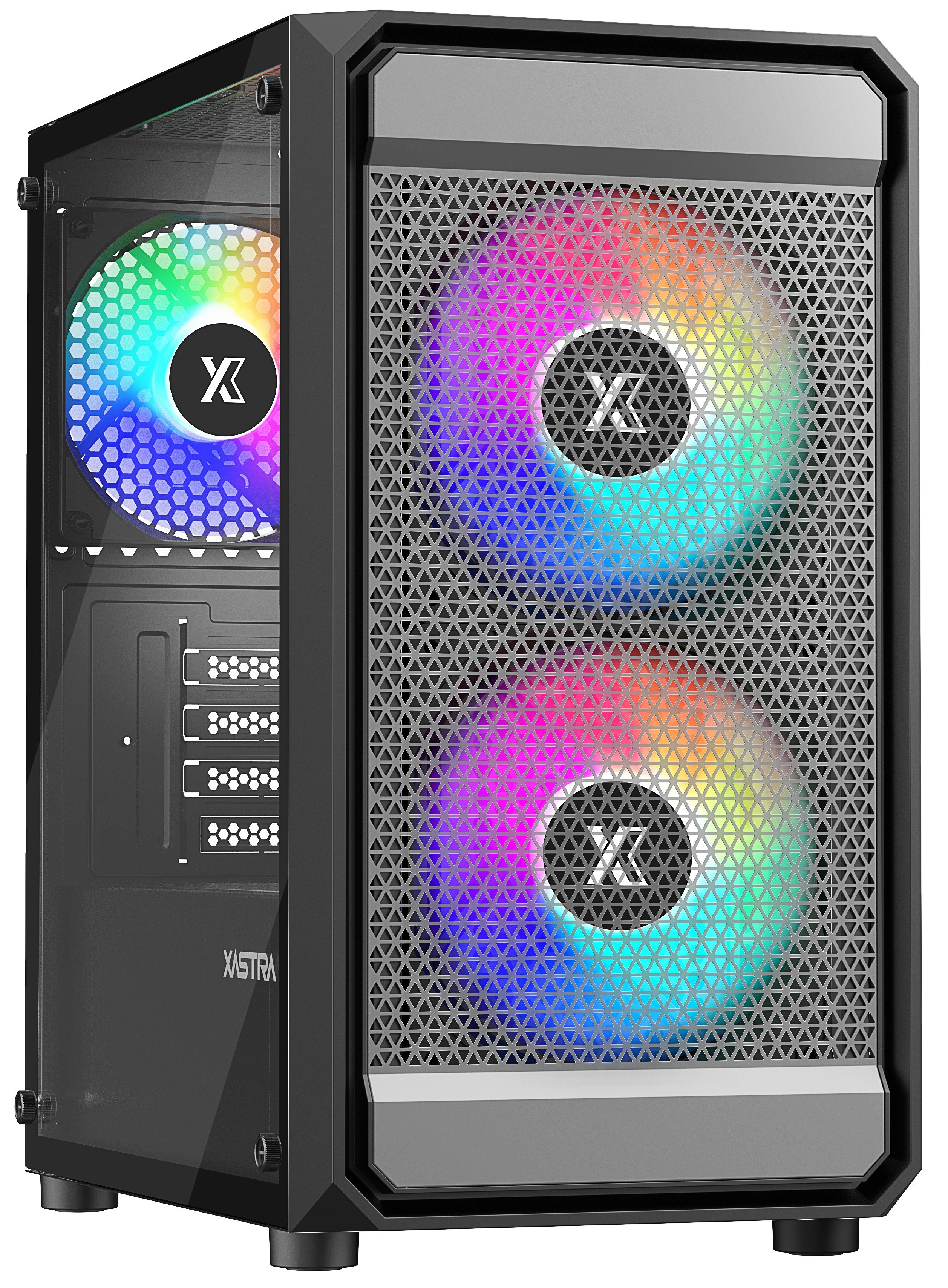 XASTRA Корпус A303M 3FRGB Black mATX/Mesh/ tempered glass / 2x140mm + 1x120mm FRGB fans/ A303M-2FC1
