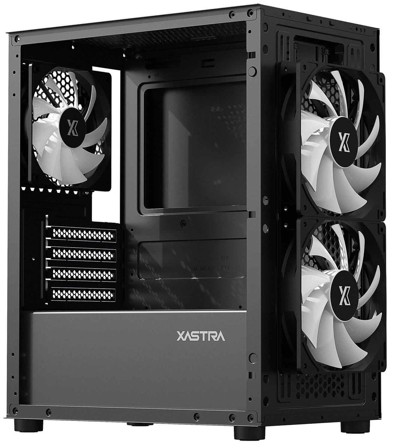 XASTRA Корпус A303M 3FRGB Black mATX/Mesh/ tempered glass / 2x140mm + 1x120mm FRGB fans/ A303M-2FC1