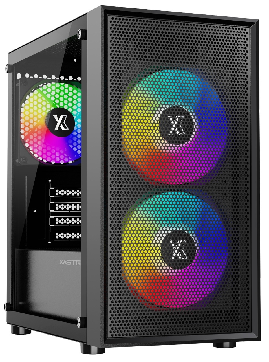 XASTRA Корпус A305M 3FRGB Black mATX/Mesh/ tempered glass / 2x140mm + 1x120mm FRGB fans/ A305M-2FC14