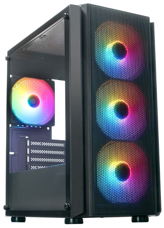 XASTRA Корпус A402M 4FRGB Black mATX/Mesh/full-size TG/4x120mm FRGB fans/ A402M-4FC12F-BK