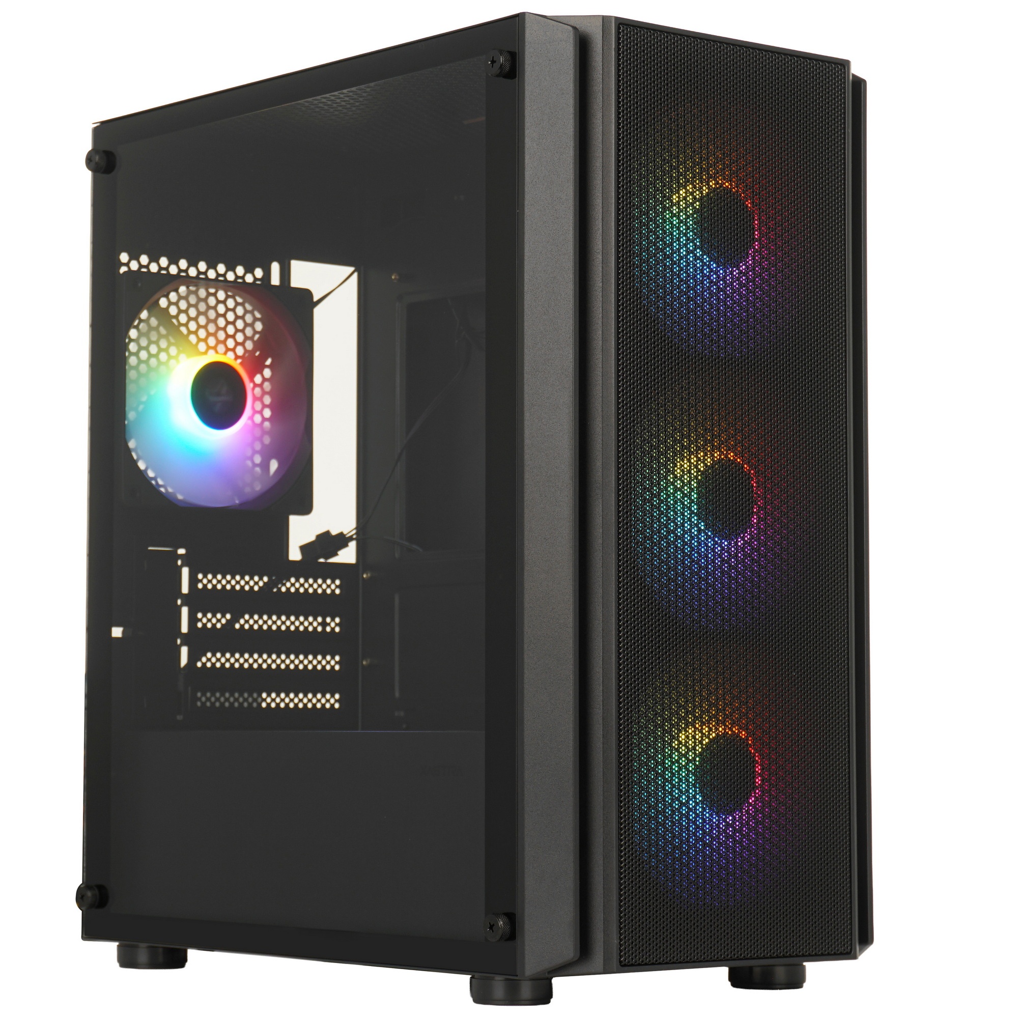XASTRA Корпус A402M 4FRGB Black mATX/Mesh/full-size TG/4x120mm FRGB fans/ A402M-4FC12F-BK