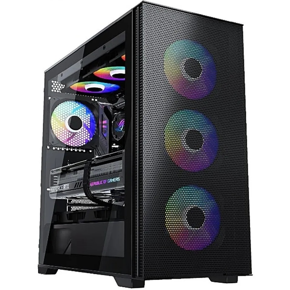Компьютерный корпус ATX Eurocase A85 4ARGB черный без БП закаленное стекло USB 3.0