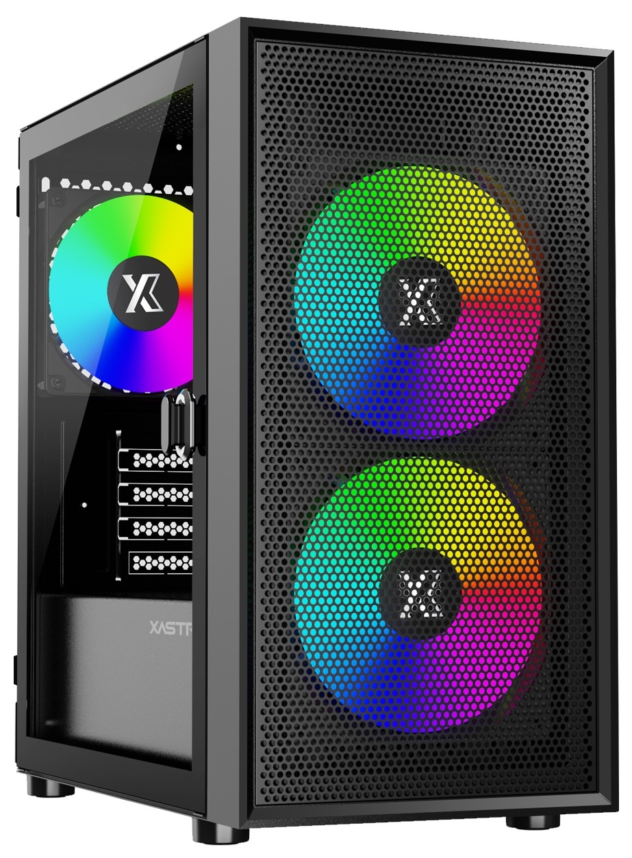 XASTRA Корпус A305M 3ARGB Black mATX/Mesh/ tempered glass / 2x140mm + 1x120mm ARGB PWM fans/ Door/