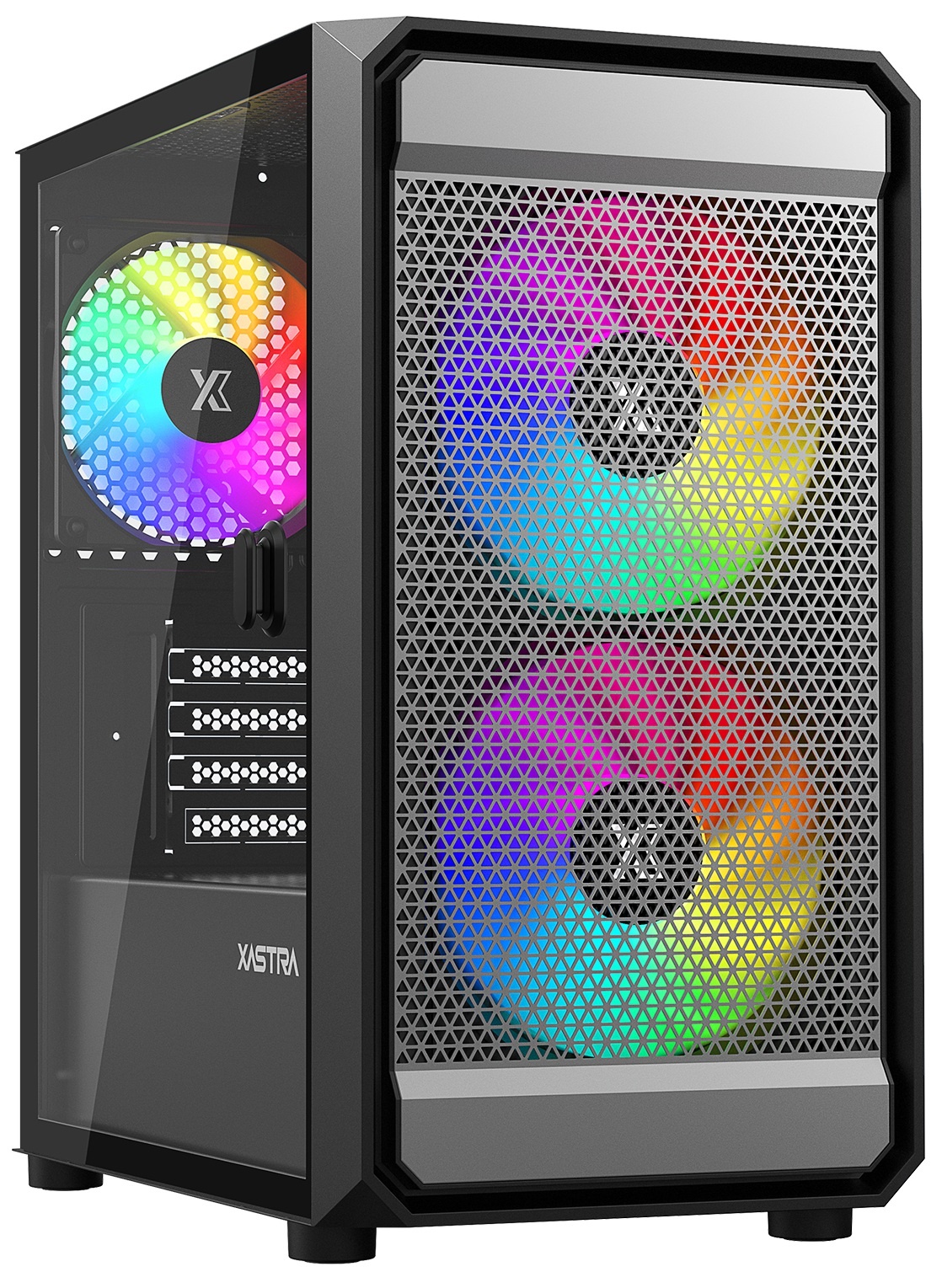 XASTRA Корпус A303M 3ARGB Black mATX/Mesh/ tempered glass / 2x140mm + 1x120mm ARGB PWM fans/ Door/