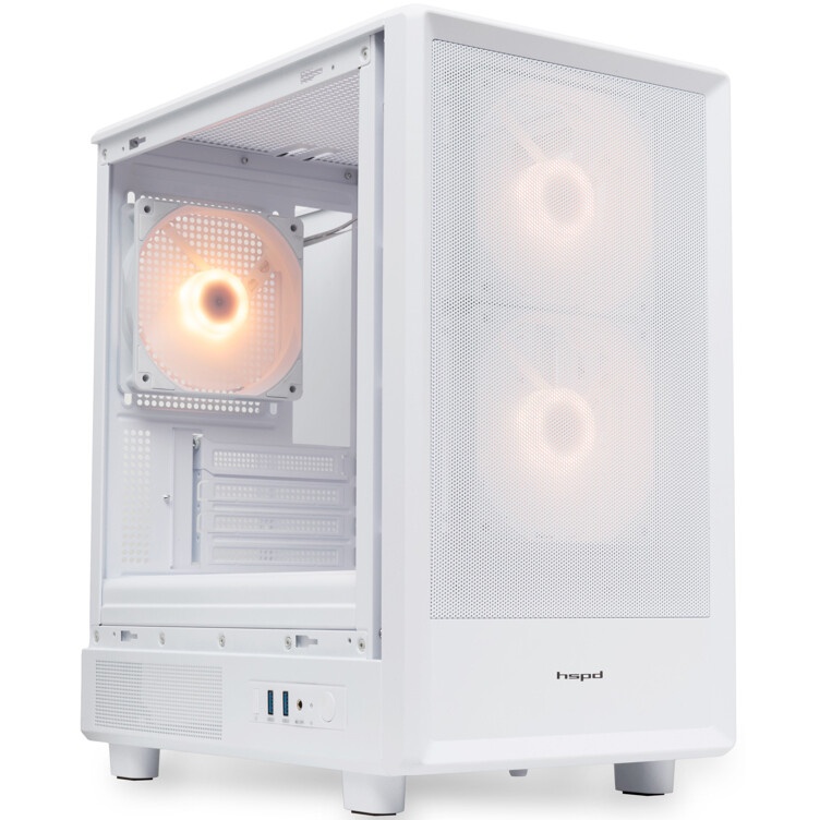 Компьютерный корпус  HSPD M310, Mesh Mini-tower, белый, TG, 0.4 SPCC, 3x120mm ARGB mATX, mITX 180/28