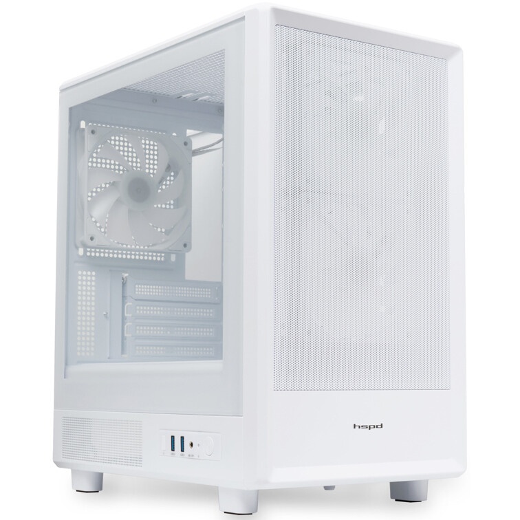 Компьютерный корпус  HSPD M310, Mesh Mini-tower, белый, TG, 0.4 SPCC, 3x120mm ARGB mATX, mITX 180/28