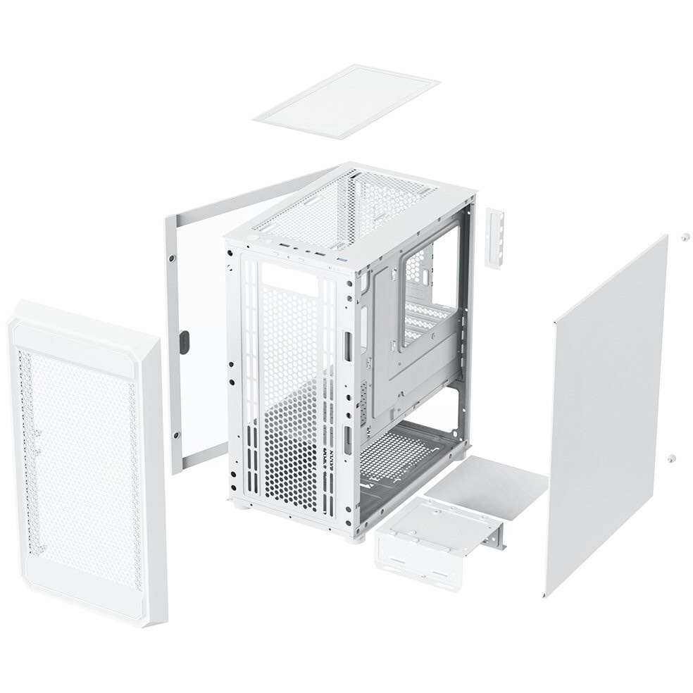 Компьютерный корпус  HSPD M310, Mesh Mini-tower, белый, TG, 0.4 SPCC, 3x120mm ARGB mATX, mITX 180/28