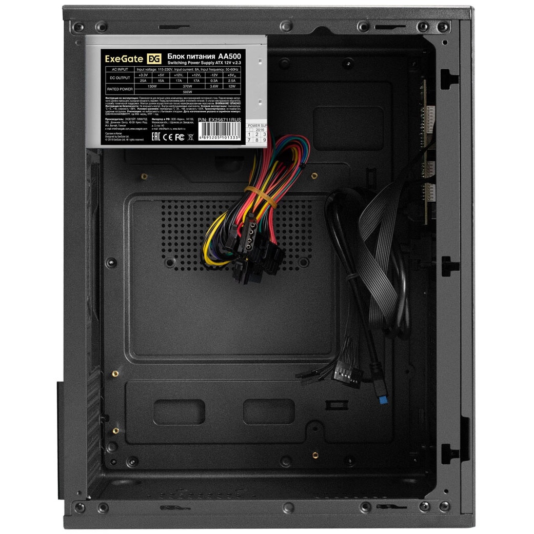 Корпус Minitower ExeGate BAA-308MUC-AA500 (mATX, БП AA500 с вент. 8см, 1*USB+1*USB3.0+1*TypeC, HD Au