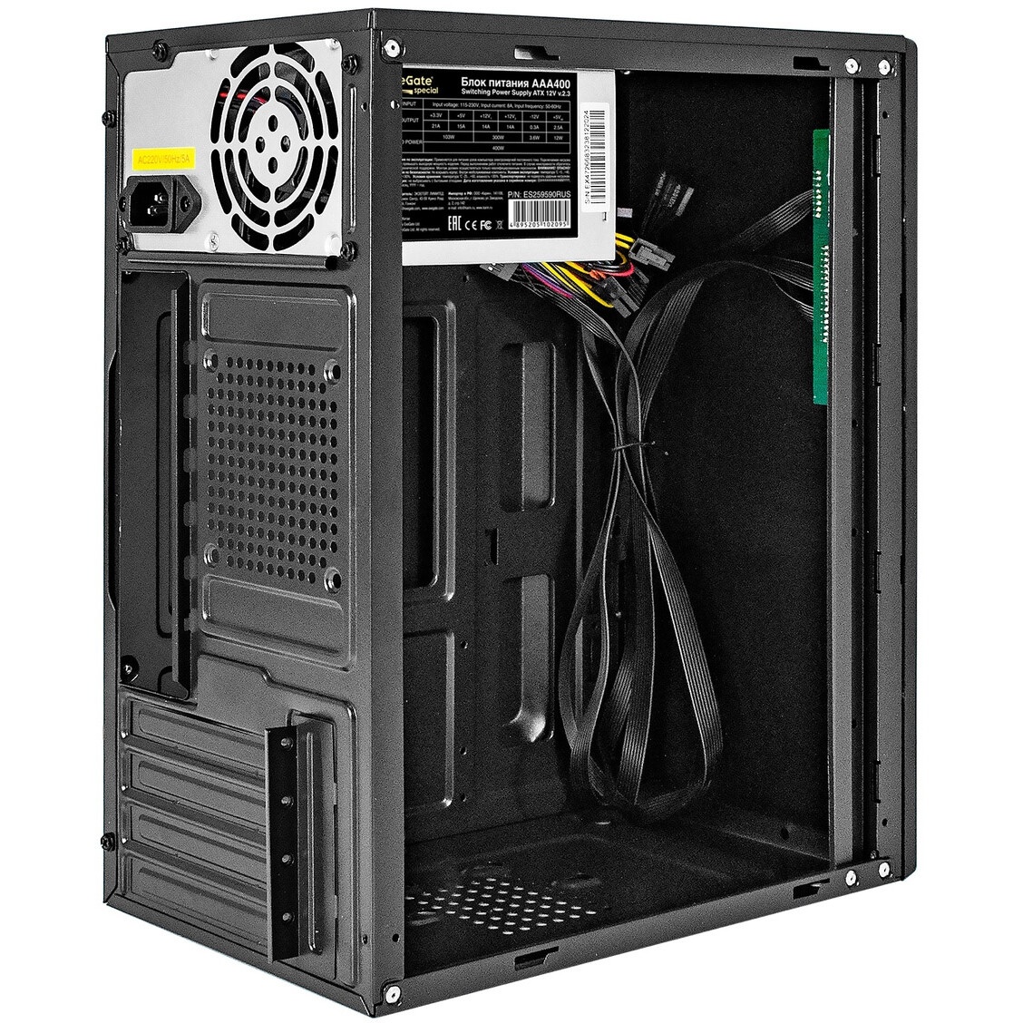 Корпус Minitower ExeGate BAA-308MUC-AAA400 (mATX, БП AAA400 с вент. 8см, 1*USB+1*USB3.0+1*TypeC, HD