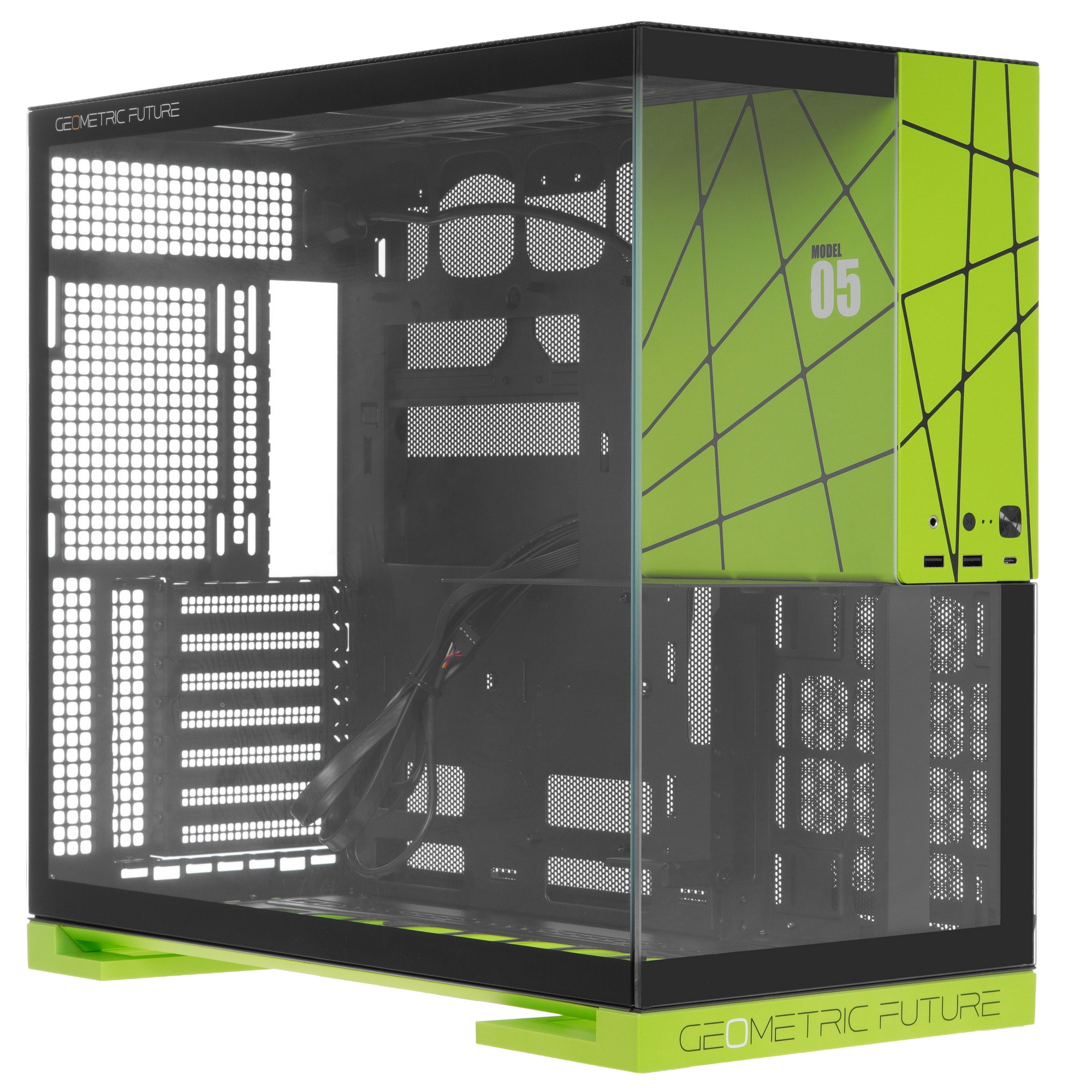 Корпус ПК без блока питания/ Case Geometric Future Model 5 NV Style, Midi-Tower, TG, no fans, 2xUSB-