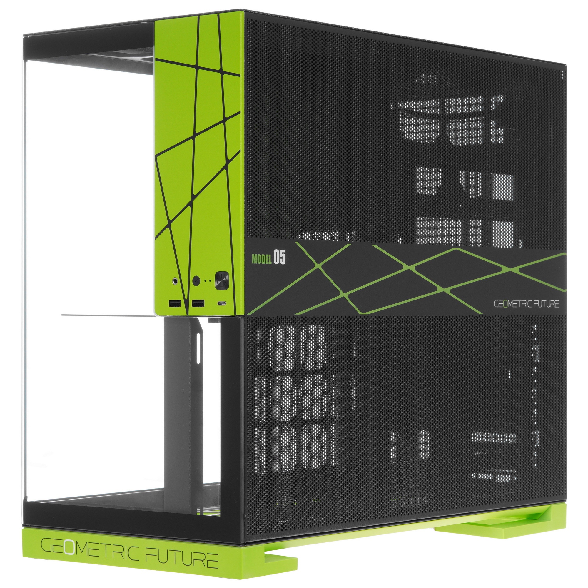 Корпус ПК без блока питания/ Case Geometric Future Model 5 NV Style, Midi-Tower, TG, no fans, 2xUSB-