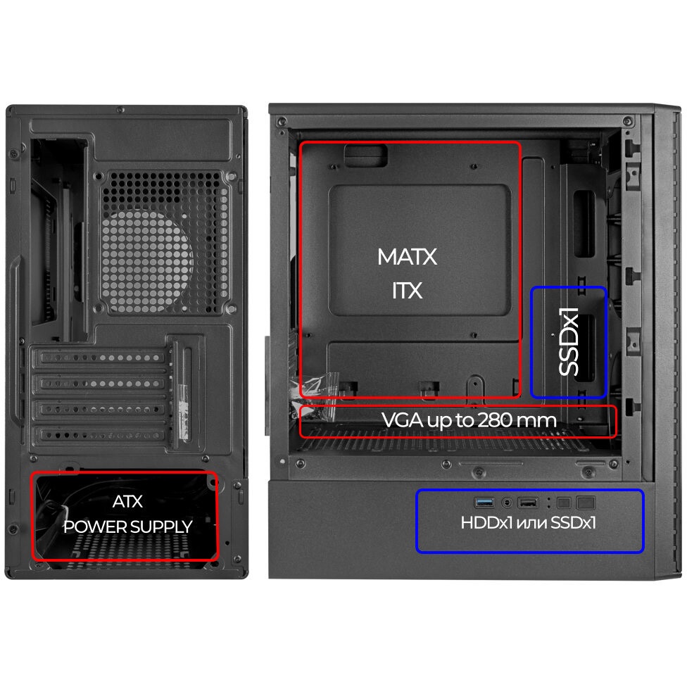 Компьютерный корпус Ginzzu CL690 mATX FAN 4*12FRGb