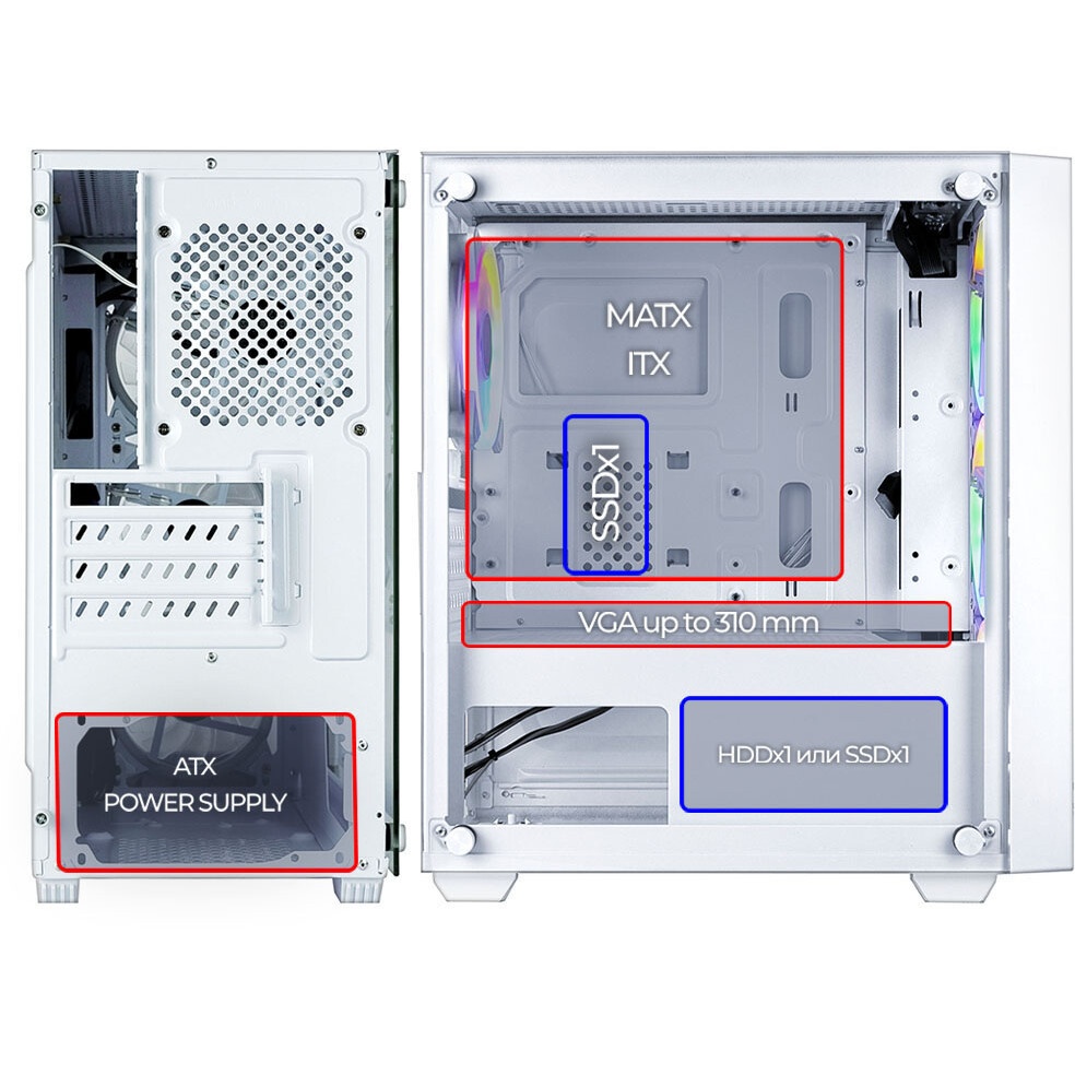 Компьютерный корпус Ginzzu CL620 mATX FAN 4*12FRGb