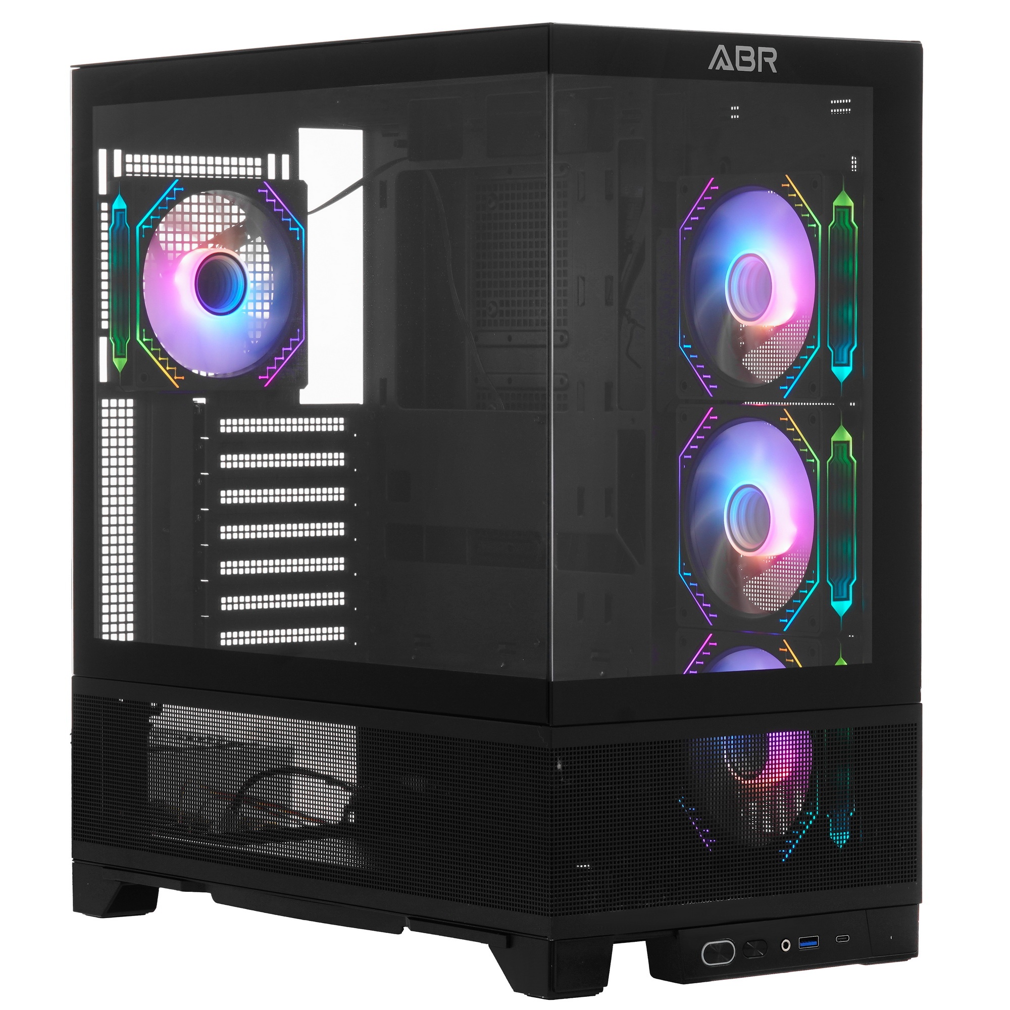 Компьютерный корпус ABR MINI PRO (1*USB 3.0, 1*USB Type-C, HD Audio, 4xRGB Fan, ATX, Micro-ATX, ITX)