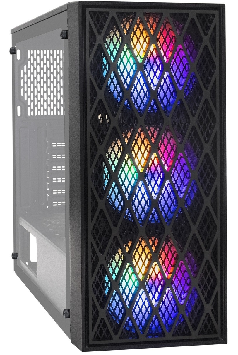 Компьютерный корпус Miditower ExeGate EVO-8243 (ATX, без БП, 2*USB+1*USB3.0, черный, 3 вент. с RGB п