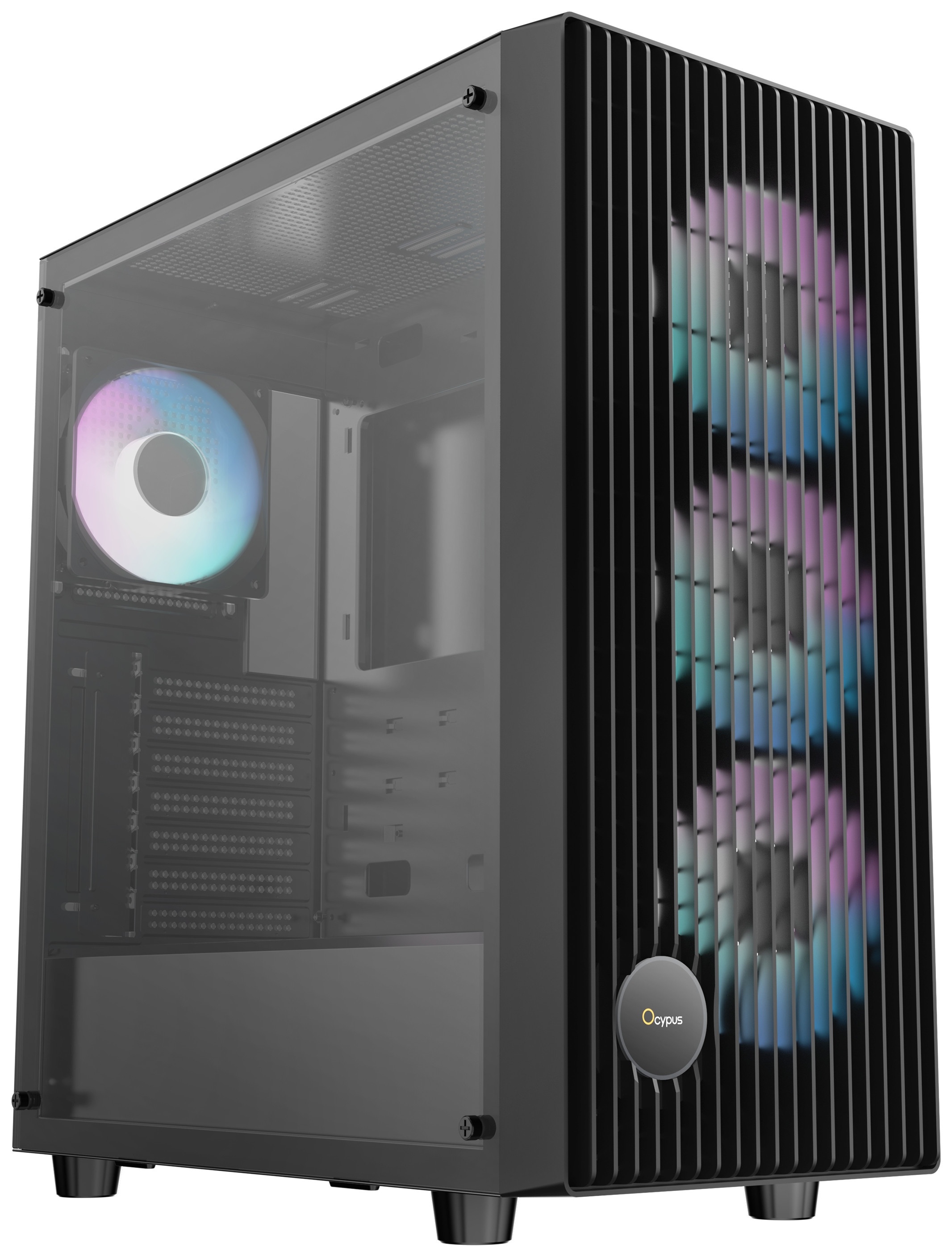 Корпус  Ocypus Gamma C70 BK ARGB  ATX / win / black / 4 ARGB fans / no PSU / Tempered Glass