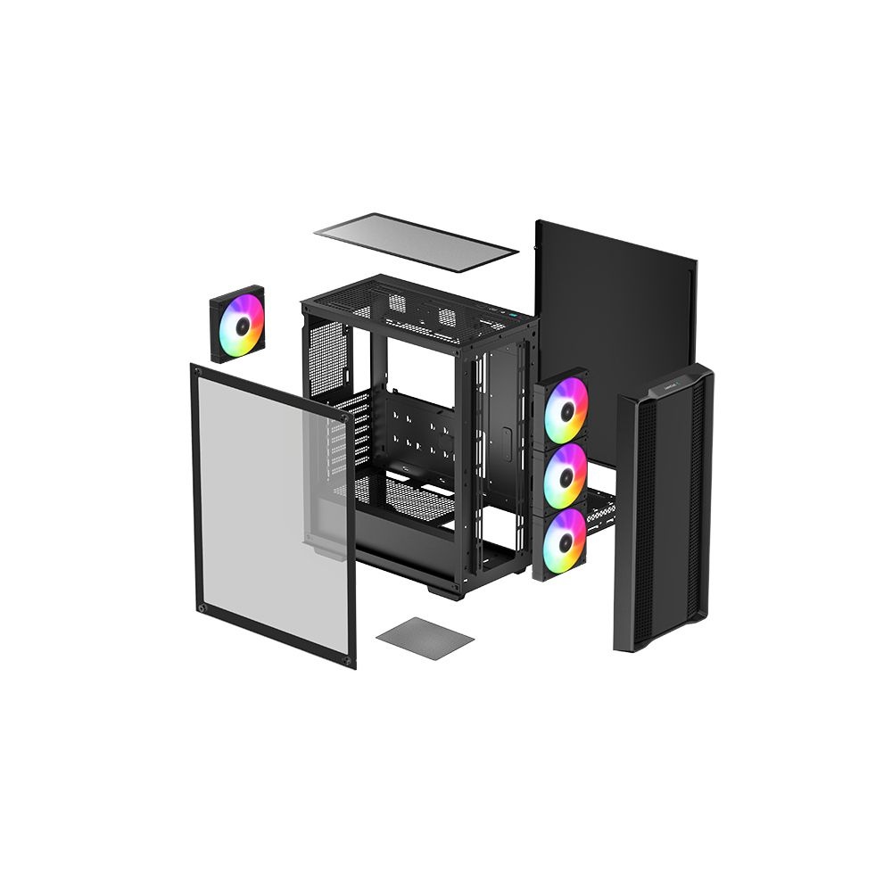 Компьютерный корпус Deepcool CC560 ARGB V2 без БП, боковое окно (закаленное стекло), 3x120мм ARGB LE